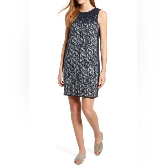 NIC+ZOE Dresses & Skirts - NIC+ZOE Navy and Grey Patterned Dress